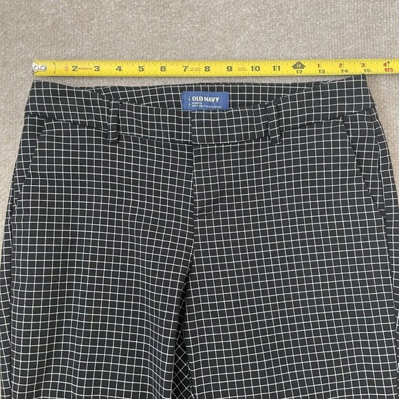 Old Navy Crop Pants Womens 2 Black White Plaid Harper Stretch Casual 24" Inseam - Picture 6 of 11